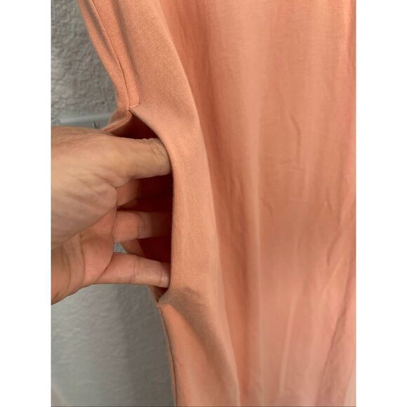 Uniqlo Smooth Cotton French Sleeve Midi T-Shirt Dress in Peachy Pink Size M - Picture 9 of 12